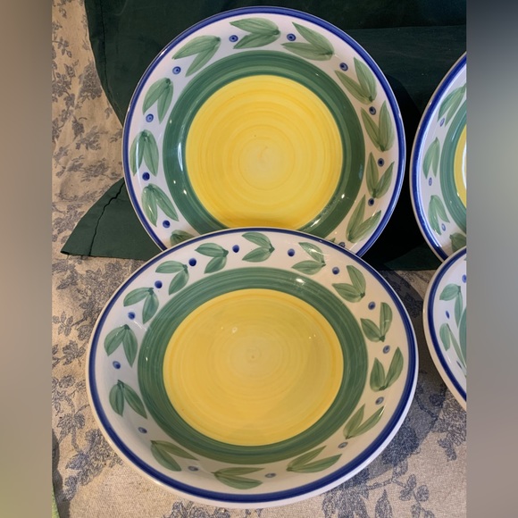 VTG Set of 4 Trisa Handpainted Stoneware 8" Individual Pasta Bowls - Picture 5 of 11